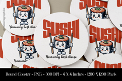 Sushi Round Coaster Sublimation Design Product Image 1