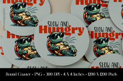 Slow &amp; Hungry Turtle Round Coaster Sublimation Design Product Image 1