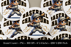 Baseball Champian Round Coaster Sublimation Design Product Image 1