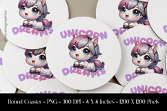Unicorn Dreams Round Coaster Sublimation Design Product Image 1