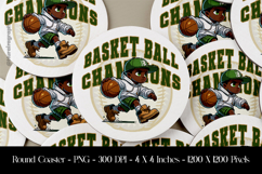 Basket Ball Champions Round Coaster Sublimation Design Product Image 1