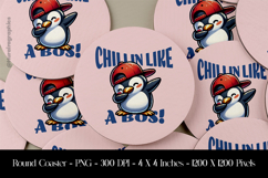 Chill in Like a Boss Round Coaster Sublimation Design Product Image 1