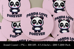 Panda Love Forever Round Coaster Sublimation Design Product Image 1