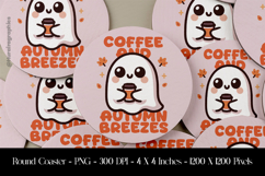 Coffee Seal Boo Round Coaster Sublimation Design Product Image 1