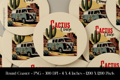 Cactus Cruise Round Coaster Sublimation Design Product Image 1