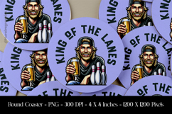 King Of The Lanes Round Coaster Sublimation Design Product Image 1