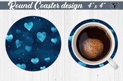 Valentines day Round Coasters | Heart pattern | Blue hearts Product Image 1