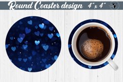 Valentines day Round Coasters | Heart pattern | Blue hearts Product Image 1