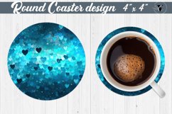 Valentines day Round Coasters | Heart pattern | Blue hearts Product Image 1