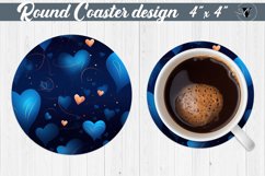 Valentines day Round Coasters | Heart pattern | Blue hearts Product Image 1