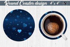 Valentines day Round Coasters | Heart pattern | Blue hearts Product Image 1