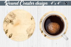 Round Coaster | Journal pages and roses | Vintage paper Product Image 1