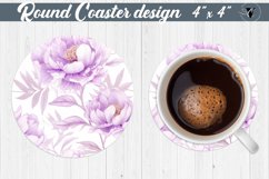 Spring Round Coaster | Peonies pattern Product Image 1