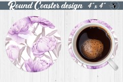 Spring Round Coaster | Peonies pattern Product Image 1