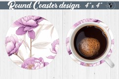 Spring Round Coaster | Peonies pattern Product Image 1