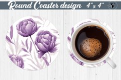 Spring Round Coaster | Peonies pattern Product Image 1