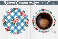 Gingham Round Coasters | floral gingham | Cottagecore Product Image 1