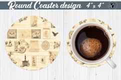 Round Coaster | Journal pages and roses | Vintage paper Product Image 1