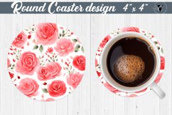Spring Round Coasters | Watercolor roses Product Image 1