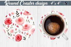 Spring Round Coasters | Watercolor roses Product Image 1