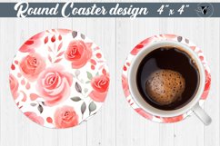 Spring Round Coasters | Watercolor roses Product Image 1