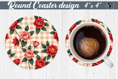 Gingham Round Coasters | floral gingham | Cottagecore Product Image 1