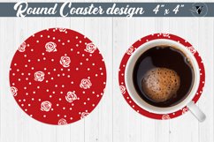 Round Coasters | White polka dot roses Product Image 1