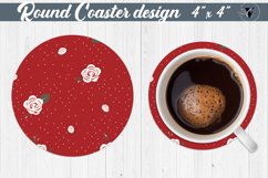 Round Coasters | White polka dot roses Product Image 1