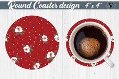 Round Coasters | White polka dot roses Product Image 1