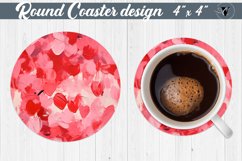 Valentines day Round Coasters | Paint stroke | Hearts Product Image 1