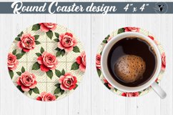 Gingham Round Coasters | floral gingham | Cottagecore Product Image 1