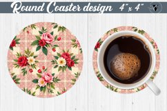 Gingham Round Coasters | floral gingham | Cottagecore Product Image 1