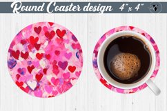 Valentines day Round Coasters | Paint stroke | Hearts Product Image 1