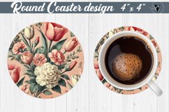 Vintage Round Coaster | Tulips and Carnations Product Image 1