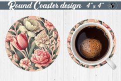 Vintage Round Coaster | Tulips and Carnations Product Image 1