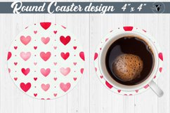 Round Coaster | Hearts pattern Product Image 1