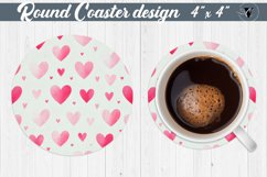 Round Coaster | Hearts pattern Product Image 1