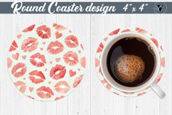 Valentine&#039;s day Round Coaster | kisses pattern Product Image 1