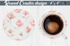 Spring Round Coasters | Watercolor roses Product Image 1