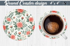 Spring Round Coasters | Watercolor roses Product Image 1