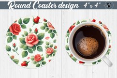Spring Round Coasters | Watercolor roses Product Image 1