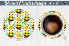 Round Coaster | Cute Bees | Bee pattern Product Image 1