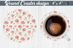 Spring Round Coasters | Watercolor roses Product Image 1