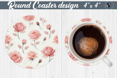 Spring Round Coasters | Watercolor roses Product Image 1
