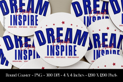 Dream Inspire Round Coaster Sublimation Design Product Image 1