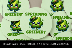 Spreading Greenery Round Coaster Sublimation Design Product Image 1