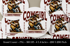 Cowgirl North America Round Coaster Sublimation Design Product Image 1