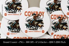 Cowboy Western Rodeo Vintage Style Round Coaster Sublimation Product Image 1