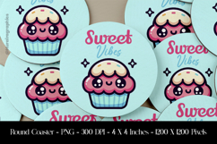 Sweet Vibes Round Coaster Sublimation Design Product Image 1