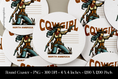 Cowgirl Western Round Coaster Sublimation Design Product Image 1